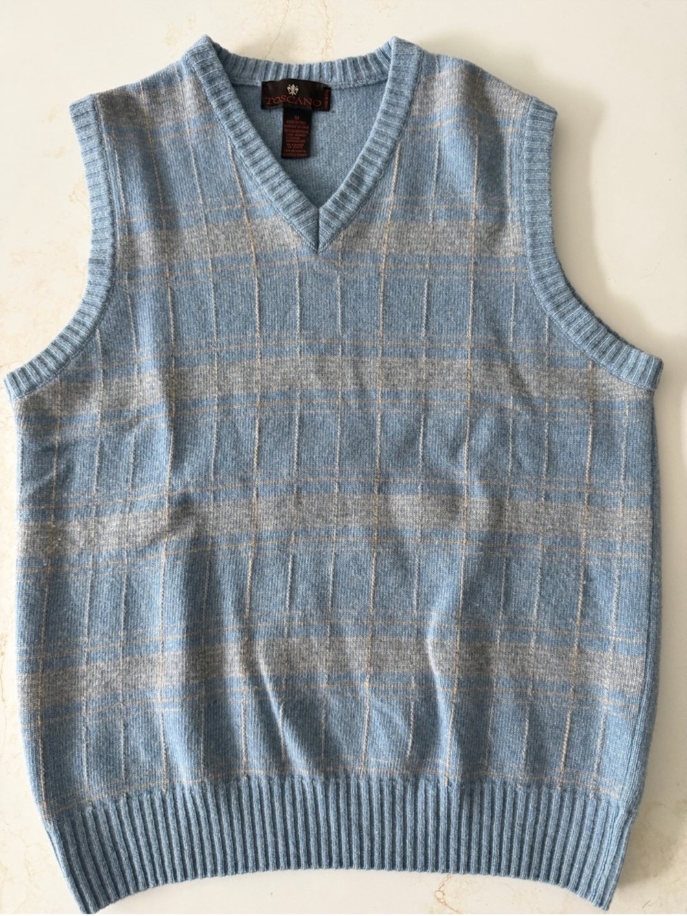 Toscano soft merino wool blue sweater vest